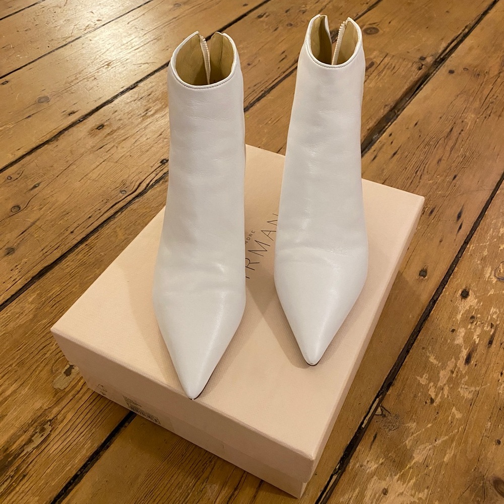 Alexandre Birman White Kitten Heel Bootie